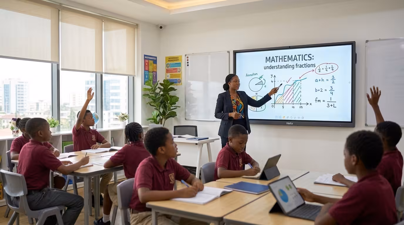 Helix interactive flat panel in a classroom